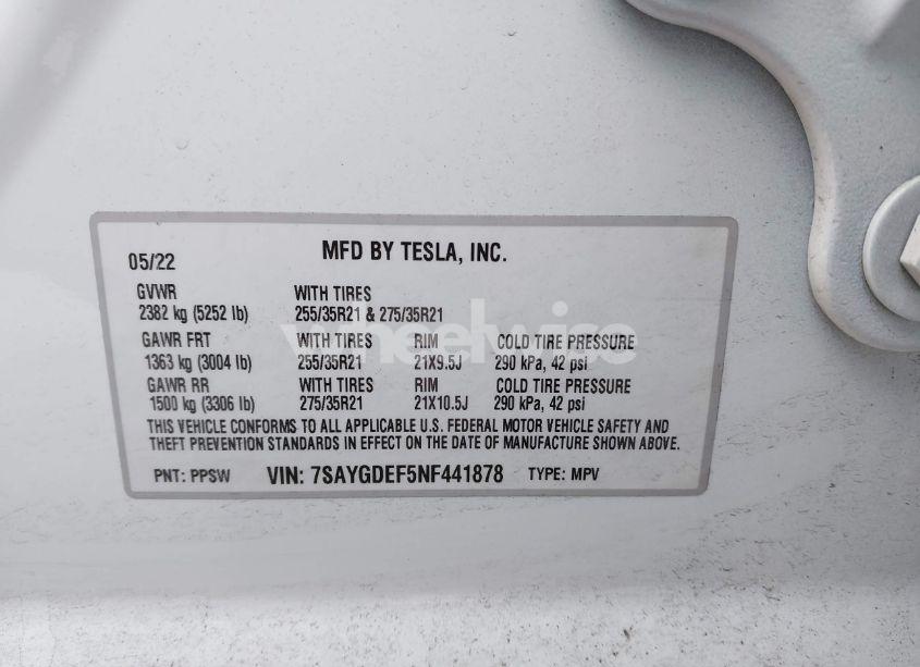Photo 9 of 2022 Tesla Model Y PERFORMANCE DUAL MOTOR ALL-WHEEL DRIVE (VIN 7SAYGDEF5NF441878)