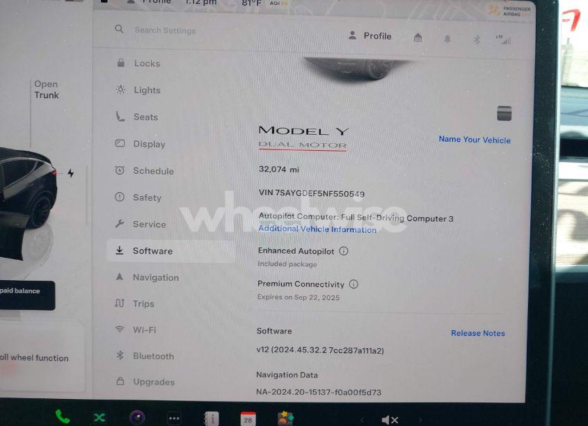 Photo 7 of 2022 Tesla Model Y PERFORMANCE DUAL MOTOR ALL-WHEEL DRIVE (VIN 7SAYGDEF5NF550549)