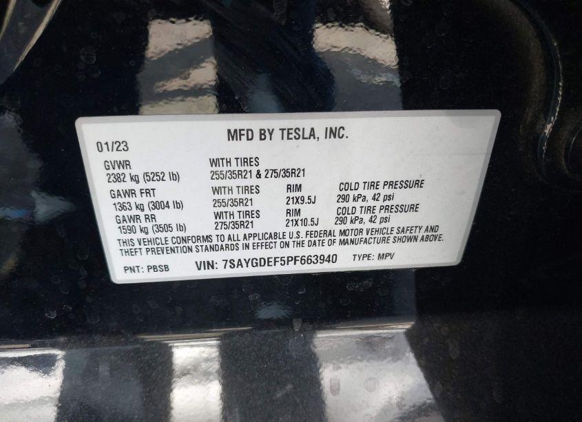 Photo 8 of 2023 Tesla Model Y PERFORMANCE DUAL MOTOR ALL-WHEEL DRIVE (VIN 7SAYGDEF5PF663940)
