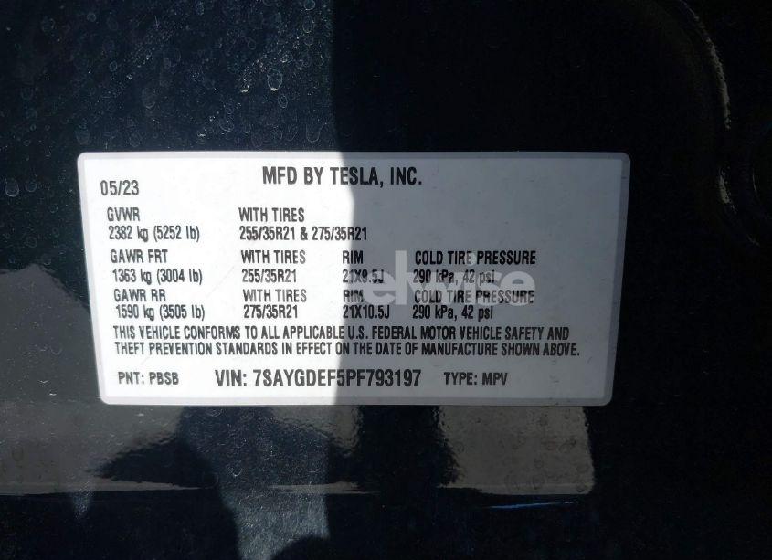 Photo 9 of 2023 Tesla Model Y PERFORMANCE DUAL MOTOR ALL-WHEEL DRIVE (VIN 7SAYGDEF5PF793197)