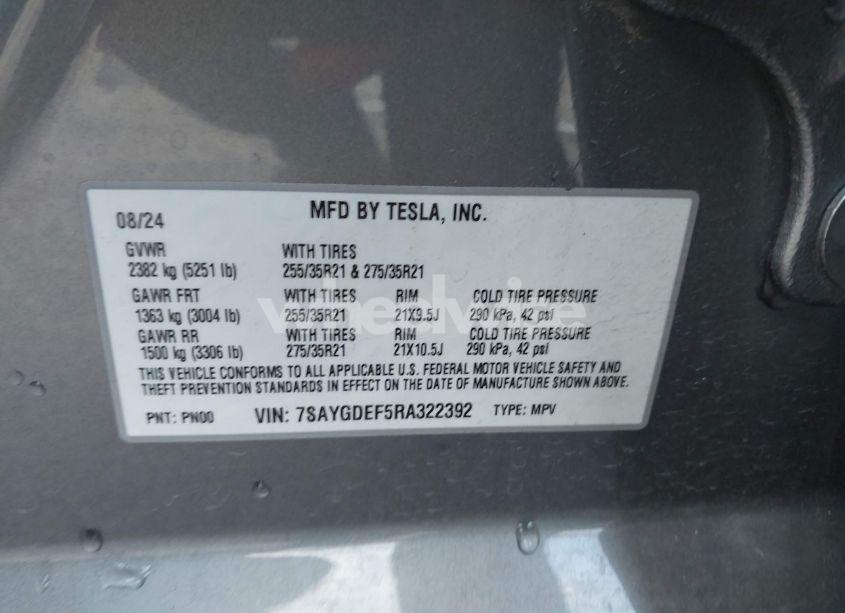 Photo 9 of 2024 Tesla Model Y PERFORMANCE DUAL MOTOR ALL-WHEEL DRIVE (VIN 7SAYGDEF5RA322392)