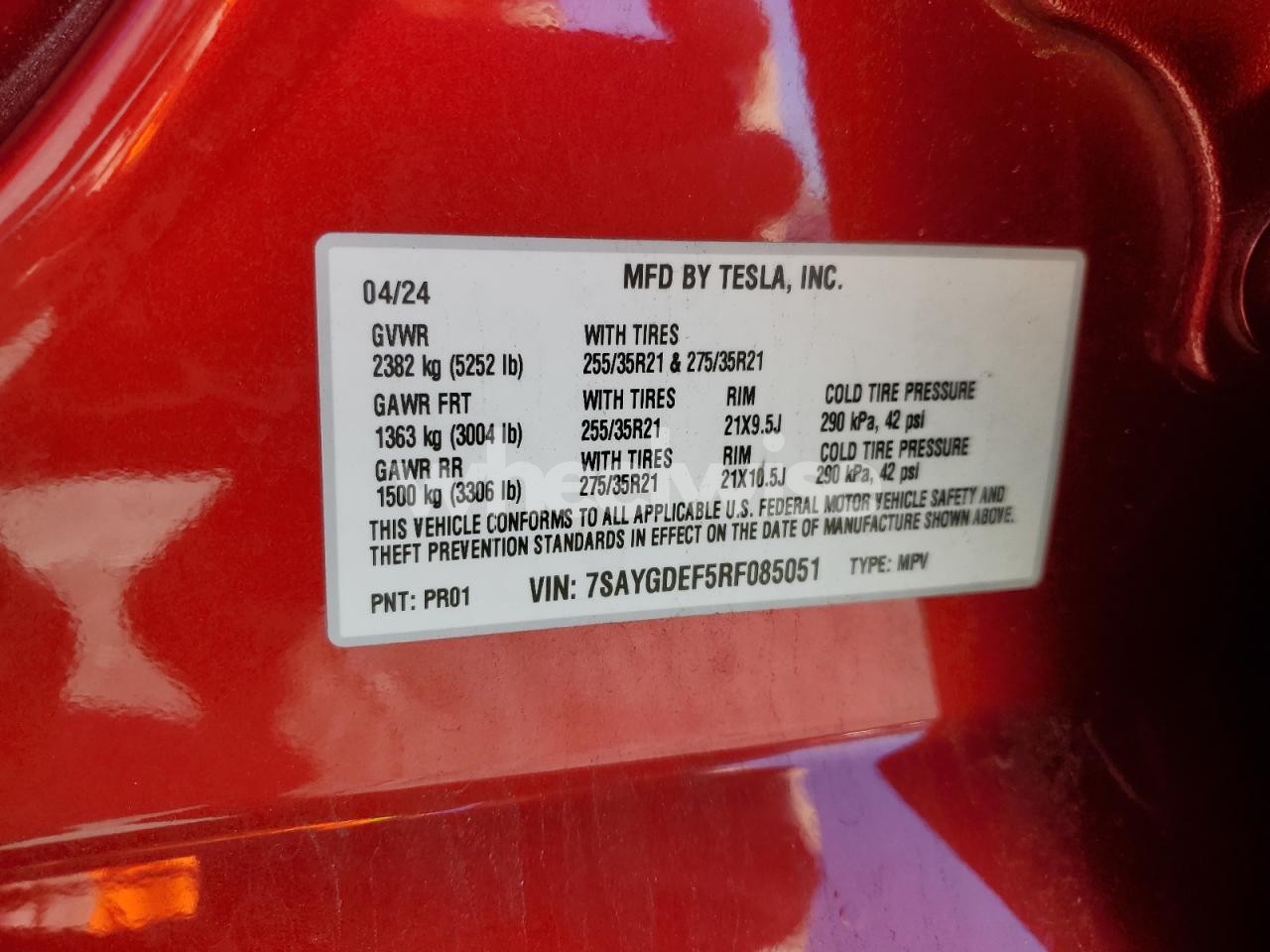 Photo 13 of 2024 TESLA MODEL Y (VIN 7SAYGDEF5RF085051)