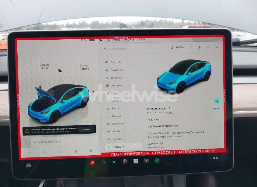Photo 7 of 2022 Tesla Model Y PERFORMANCE DUAL MOTOR ALL-WHEEL DRIVE (VIN 7SAYGDEF6NF397504)
