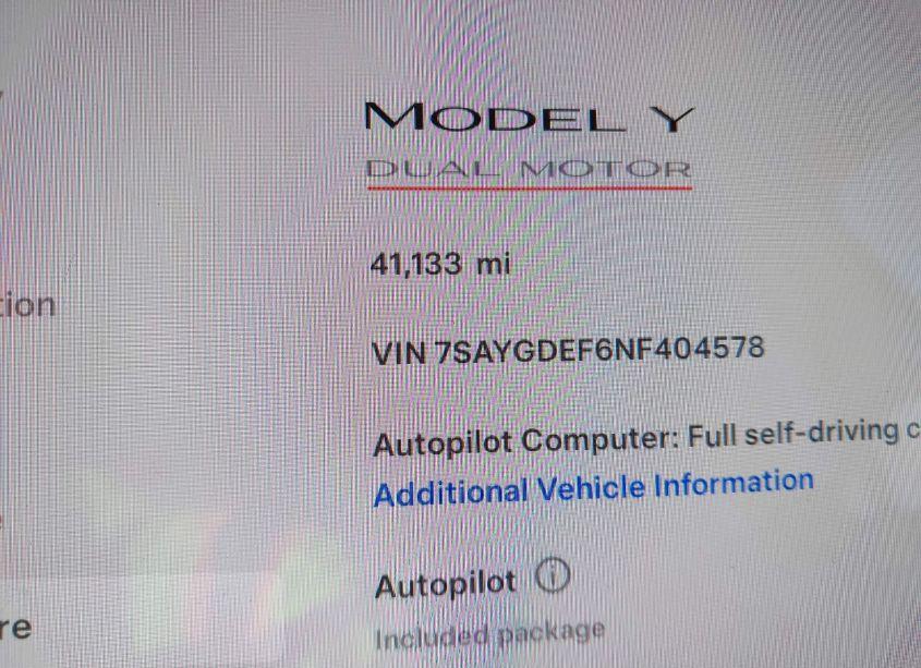 Photo 14 of 2022 Tesla Model Y PERFORMANCE DUAL MOTOR ALL-WHEEL DRIVE (VIN 7SAYGDEF6NF404578)