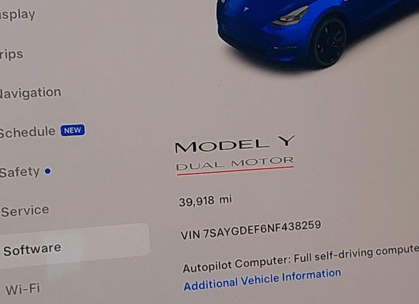 Photo 16 of 2022 Tesla Model Y PERFORMANCE DUAL MOTOR ALL-WHEEL DRIVE (VIN 7SAYGDEF6NF438259)