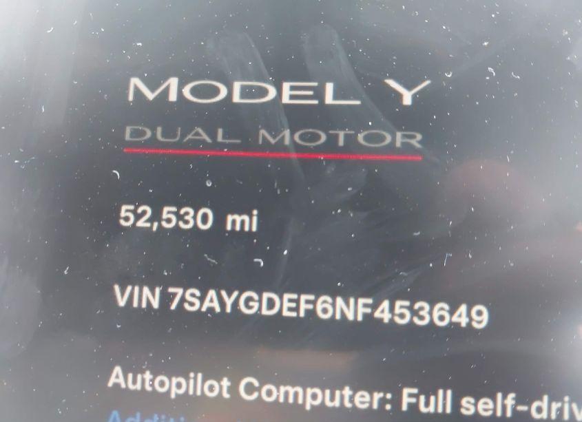 Photo 14 of 2022 Tesla Model Y PERFORMANCE DUAL MOTOR ALL-WHEEL DRIVE (VIN 7SAYGDEF6NF453649)