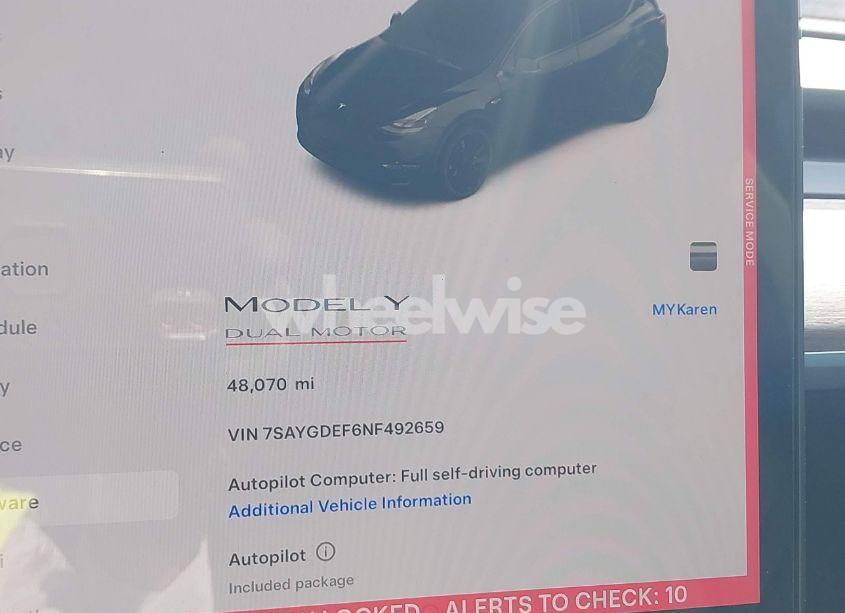 Photo 7 of 2022 Tesla Model Y PERFORMANCE DUAL MOTOR ALL-WHEEL DRIVE (VIN 7SAYGDEF6NF492659)