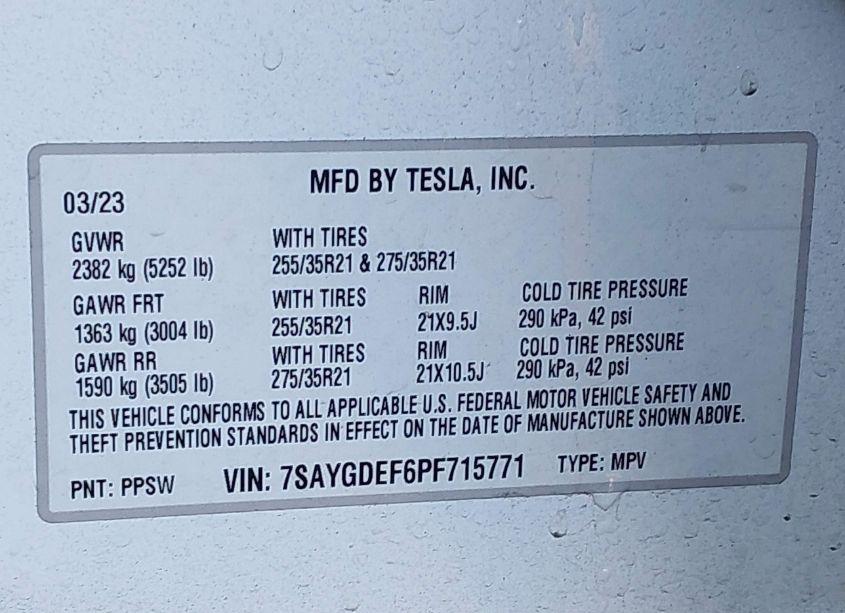 Photo 9 of 2023 Tesla Model Y PERFORMANCE DUAL MOTOR ALL-WHEEL DRIVE (VIN 7SAYGDEF6PF715771)