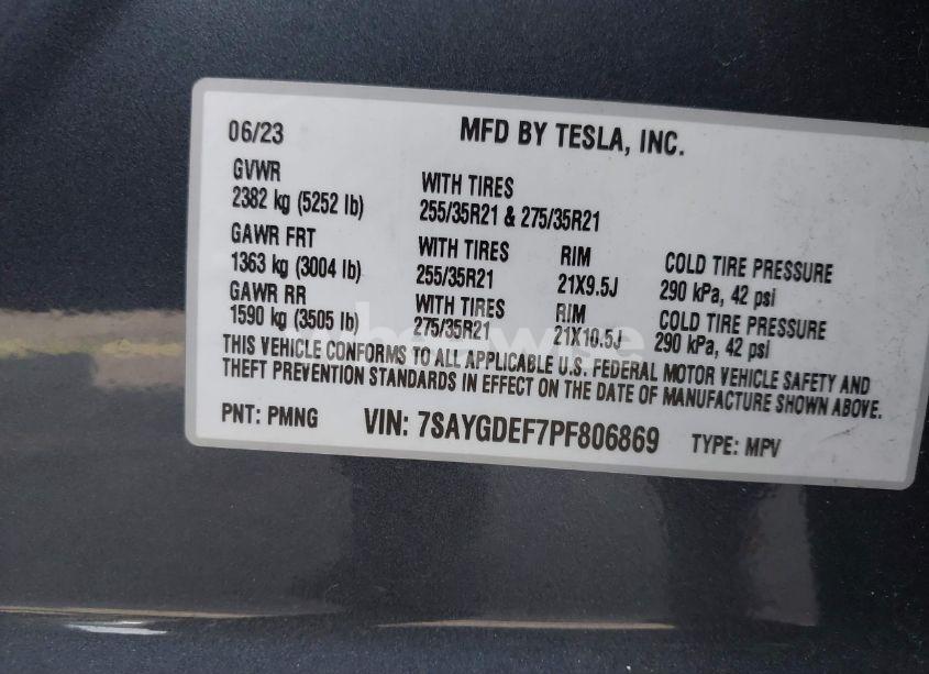 Photo 9 of 2023 Tesla Model Y PERFORMANCE DUAL MOTOR ALL-WHEEL DRIVE (VIN 7SAYGDEF7PF806869)