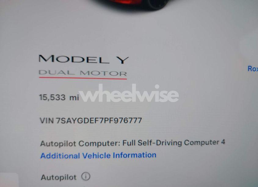 Photo 7 of 2023 Tesla Model Y PERFORMANCE DUAL MOTOR ALL-WHEEL DRIVE (VIN 7SAYGDEF7PF976777)