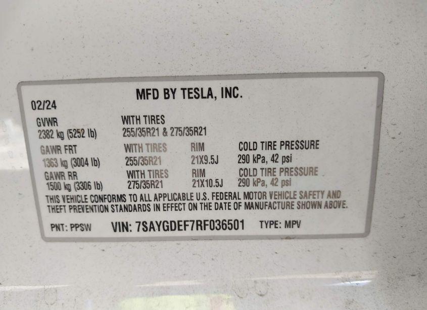 Photo 9 of 2024 Tesla Model Y PERFORMANCE DUAL MOTOR ALL-WHEEL DRIVE (VIN 7SAYGDEF7RF036501)