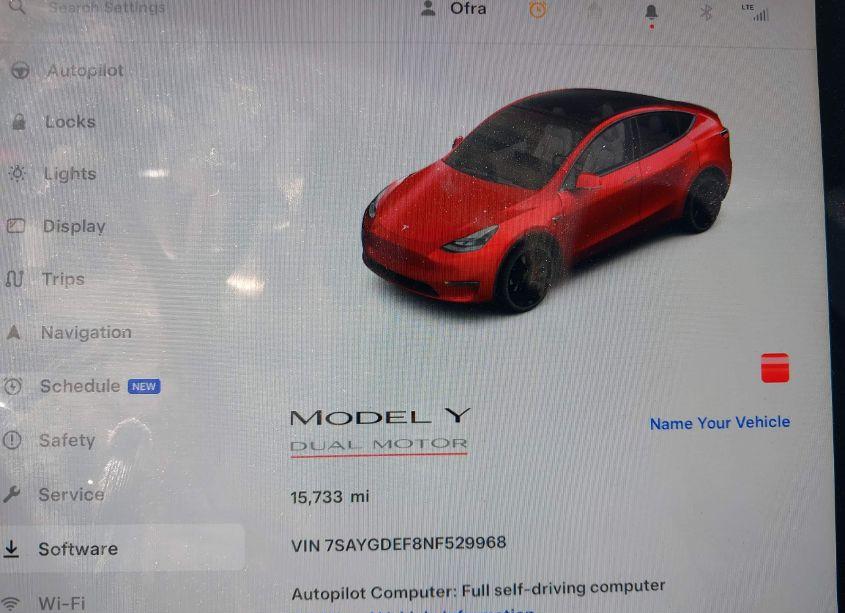 Photo 15 of 2022 Tesla Model Y PERFORMANCE DUAL MOTOR ALL-WHEEL DRIVE (VIN 7SAYGDEF8NF529968)