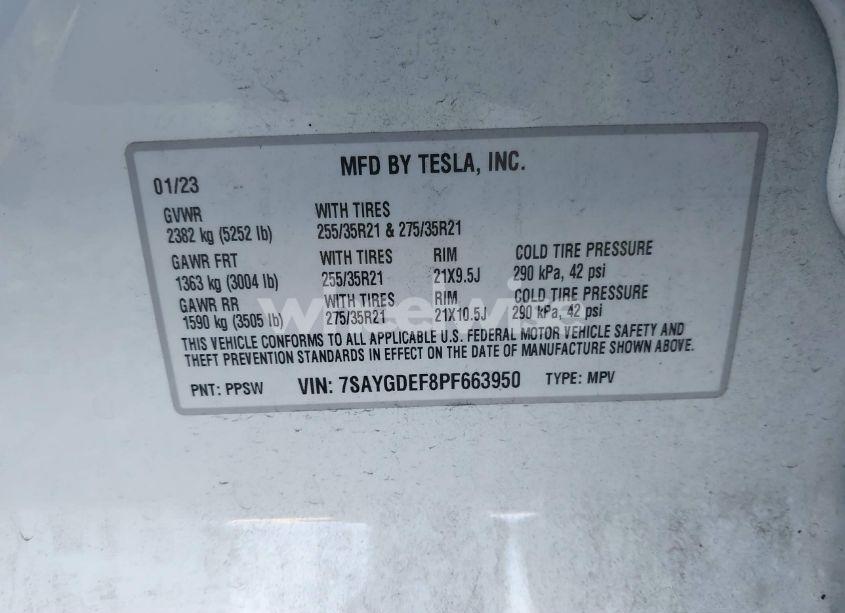 Photo 9 of 2023 Tesla Model Y AWD/PERFORMANCE DUAL MOTOR ALL-WHEEL DRIVE (VIN 7SAYGDEF8PF663950)