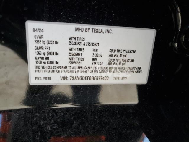 Photo 6 of 2024 TESLA MODEL Y (VIN 7SAYGDEF8RF077400)