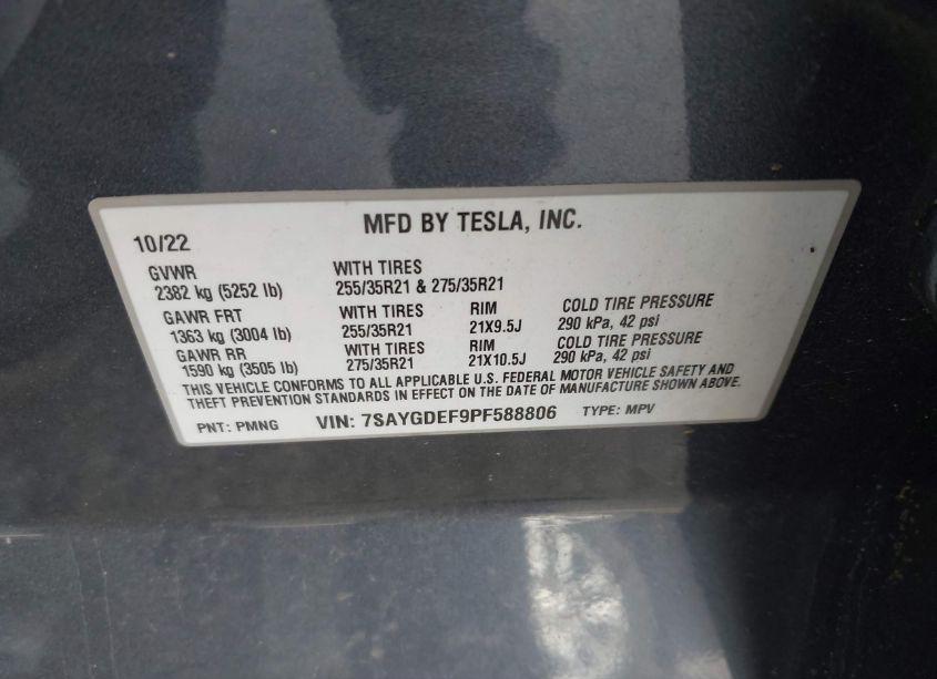 Photo 9 of 2023 Tesla Model Y PERFORMANCE DUAL MOTOR ALL-WHEEL DRIVE (VIN 7SAYGDEF9PF588806)