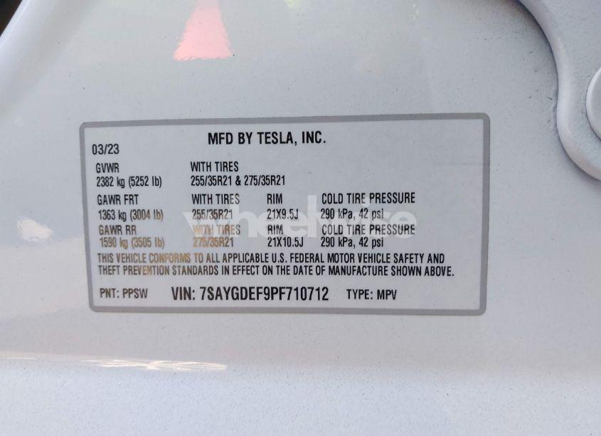 Photo 9 of 2023 Tesla Model Y PERFORMANCE DUAL MOTOR ALL-WHEEL DRIVE (VIN 7SAYGDEF9PF710712)