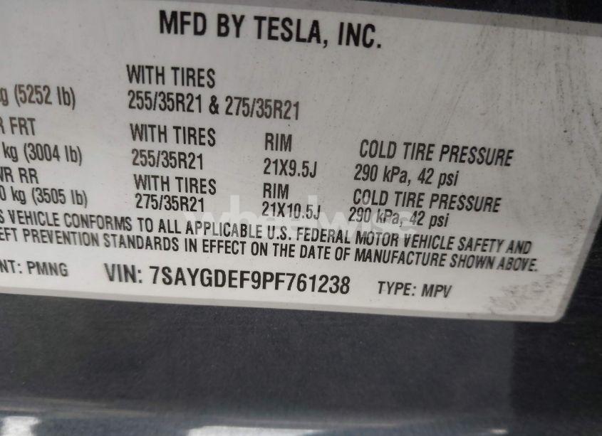 Photo 9 of 2023 Tesla Model Y PERFORMANCE DUAL MOTOR ALL-WHEEL DRIVE (VIN 7SAYGDEF9PF761238)