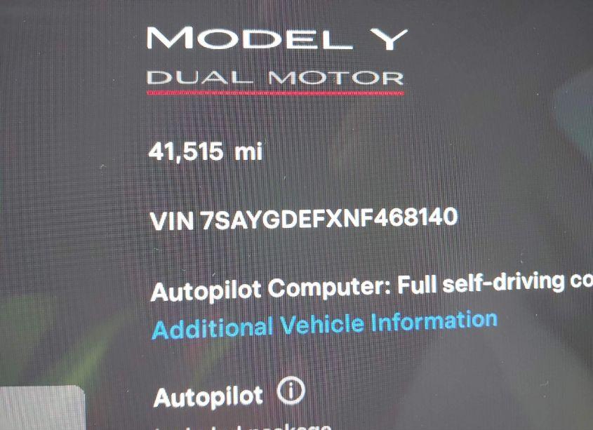 Photo 14 of 2022 Tesla Model Y PERFORMANCE DUAL MOTOR ALL-WHEEL DRIVE (VIN 7SAYGDEFXNF468140)