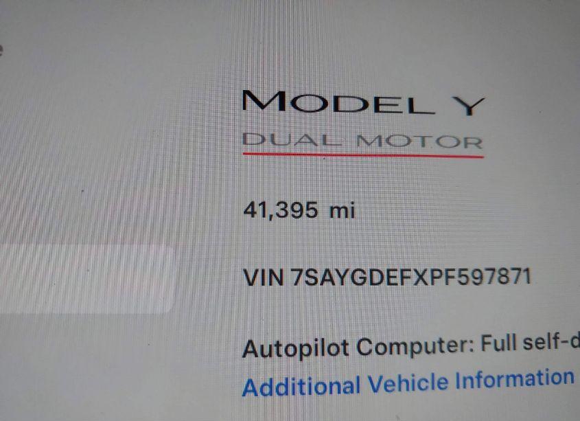 Photo 15 of 2023 Tesla Model Y PERFORMANCE DUAL MOTOR ALL-WHEEL DRIVE (VIN 7SAYGDEFXPF597871)