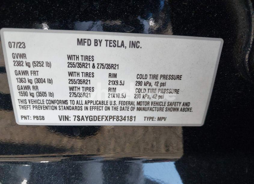 Photo 9 of 2023 Tesla Model Y PERFORMANCE DUAL MOTOR ALL-WHEEL DRIVE (VIN 7SAYGDEFXPF834181)