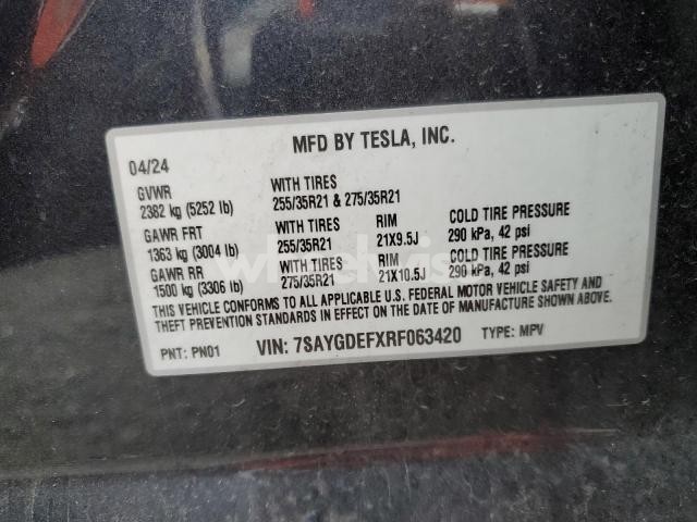 Photo 10 of 2024 TESLA MODEL Y (VIN 7SAYGDEFXRF063420)