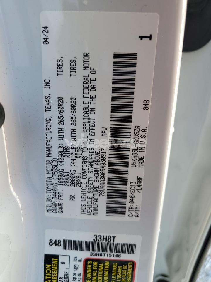 Photo 13 of 2024 TOYOTA SEQUOIA SR5 (VIN 7SVAAABA0RX038917)