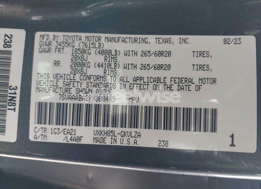 Photo 9 of 2023 Toyota Sequoia LIMITED (VIN 7SVAAABA2PX008489)