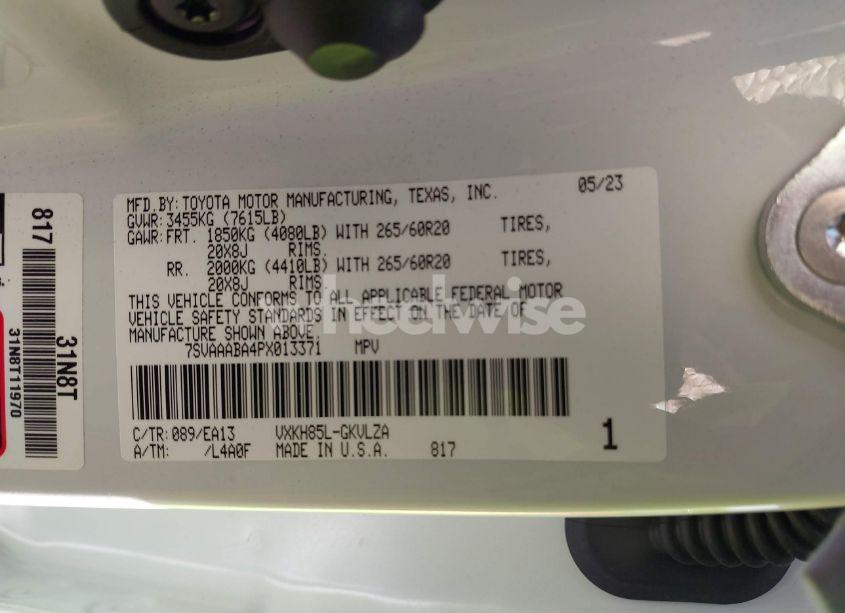 Photo 9 of 2023 Toyota Sequoia LIMITED (VIN 7SVAAABA4PX013371)