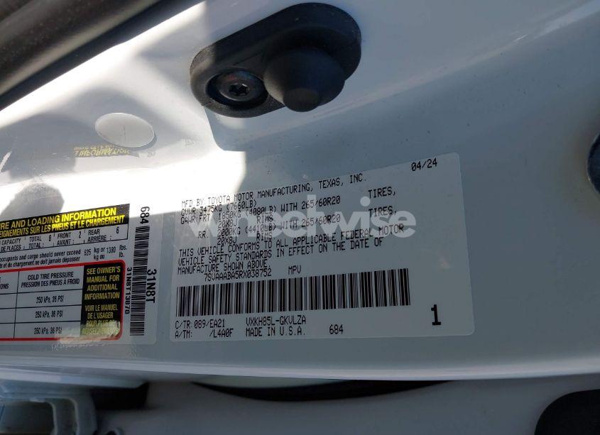 Photo 9 of 2024 Toyota Sequoia LIMITED (VIN 7SVAAABA5RX038752)