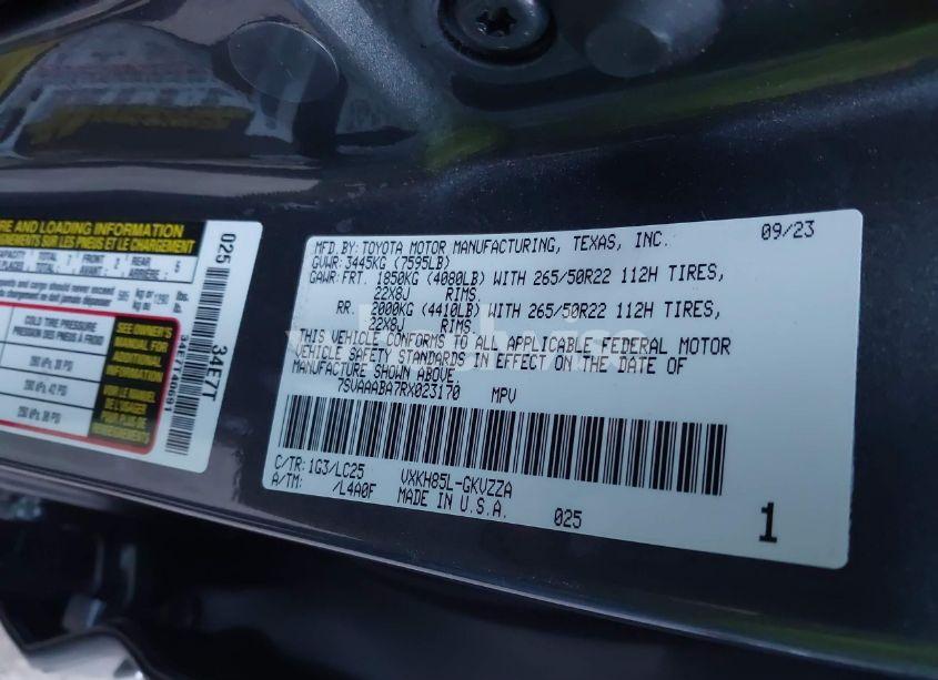 Photo 9 of 2024 Toyota Sequoia CAPSTONE (VIN 7SVAAABA7RX023170)