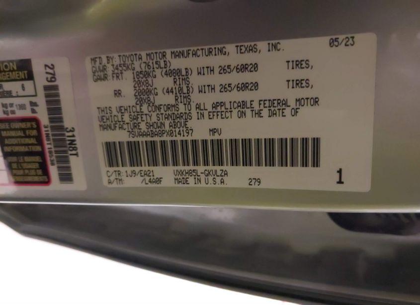 Photo 9 of 2023 Toyota Sequoia LIMITED (VIN 7SVAAABA8PX014197)