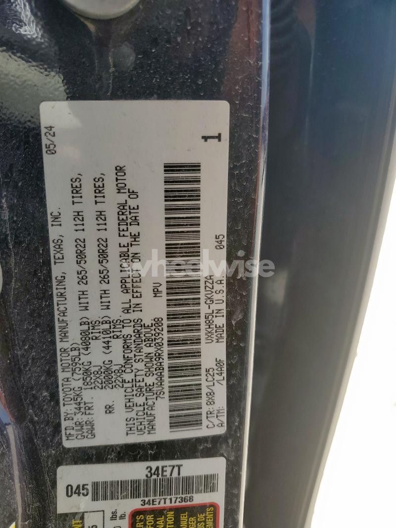 Photo 4 of 2024 TOYOTA SEQUOIA SR5 (VIN 7SVAAABA9RX039208)