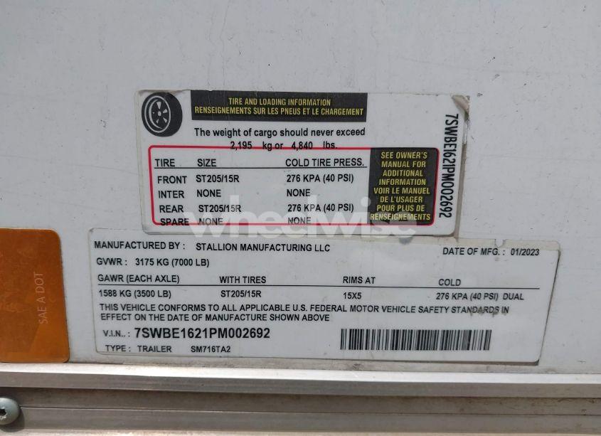 Photo 9 of 2023 Stallion Other N/A (VIN 7SWBE1621PM002692)