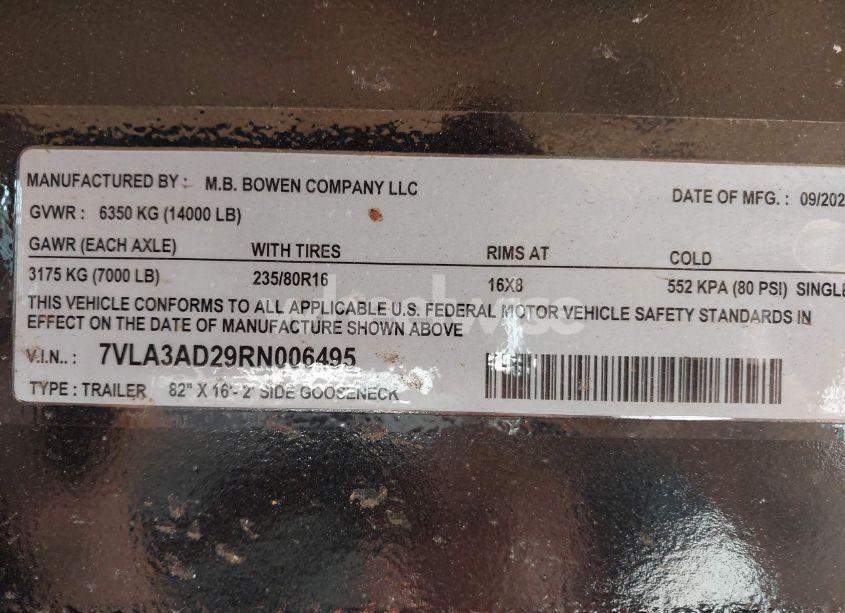 Photo 9 of 2024 Trailer M.b. BOWEN GOOSENECK TRAILER (VIN 7VLA3AD29RN006495)