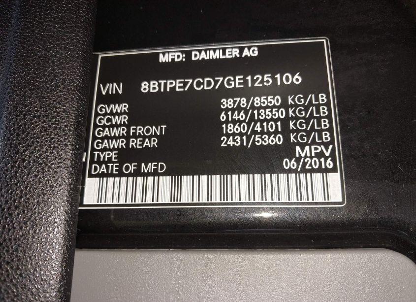 Photo 9 of 2016 Mercedes-benz Sprinter 2500 NORMAL ROOF (VIN 8BTPE7CD7GE125106)