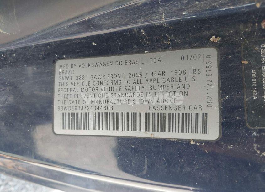 Photo 9 of 2002 Volkswagen Gti 1.8L (VIN 9BWDE61J724044608)