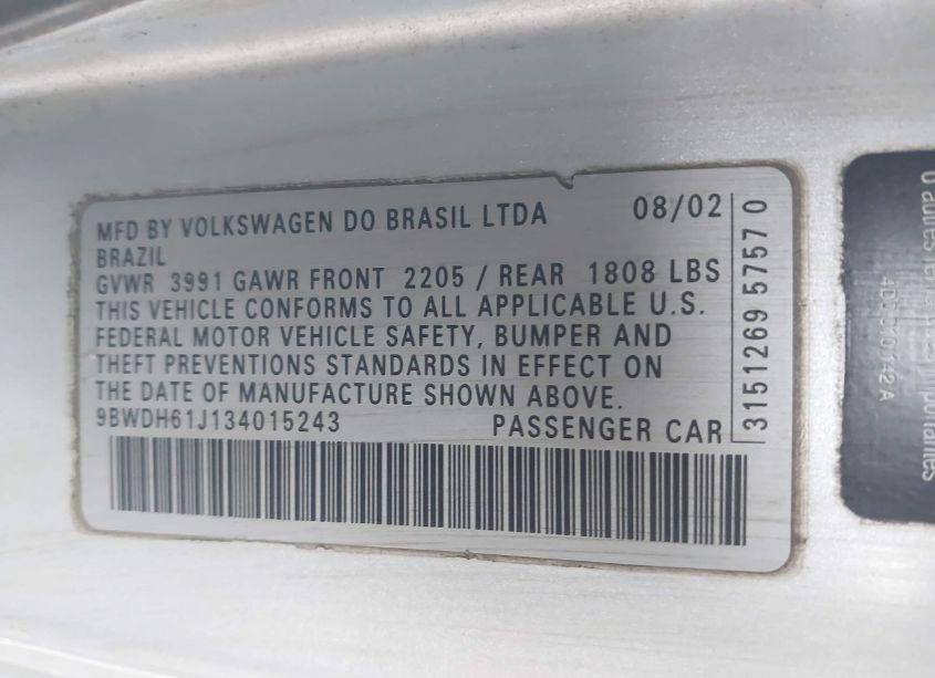 Photo 9 of 2003 Volkswagen Gti VR6 (VIN 9BWDH61J134015243)