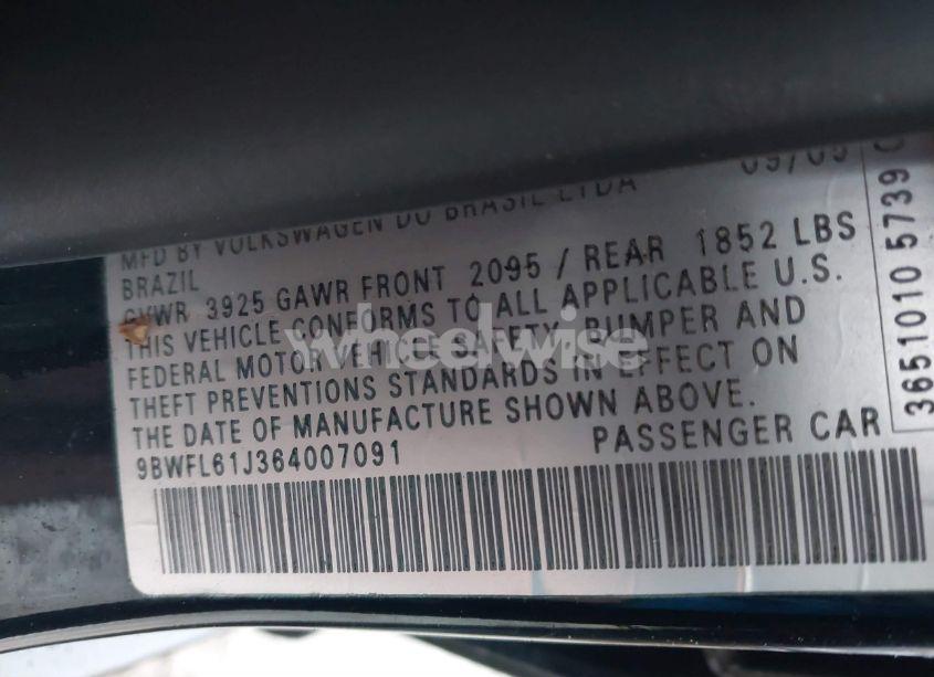 Photo 9 of 2006 Volkswagen Golf GL 2.0L (VIN 9BWFL61J364007091)