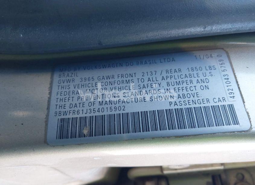 Photo 9 of 2005 Volkswagen Golf GL TDI (VIN 9BWFR61J354015902)