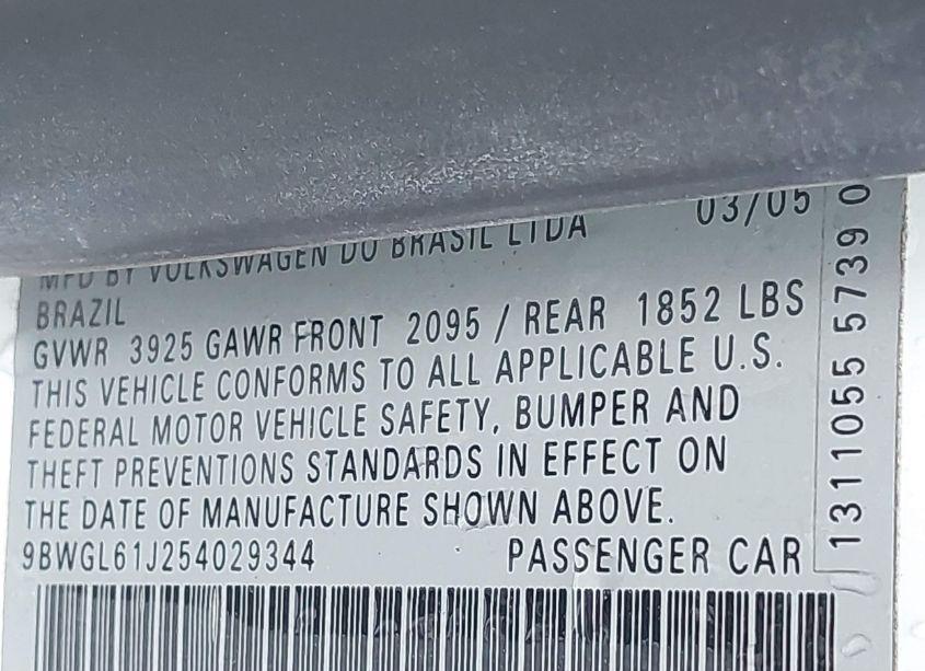 Photo 9 of 2005 Volkswagen Golf GLS 2.0L (VIN 9BWGL61J254029344)