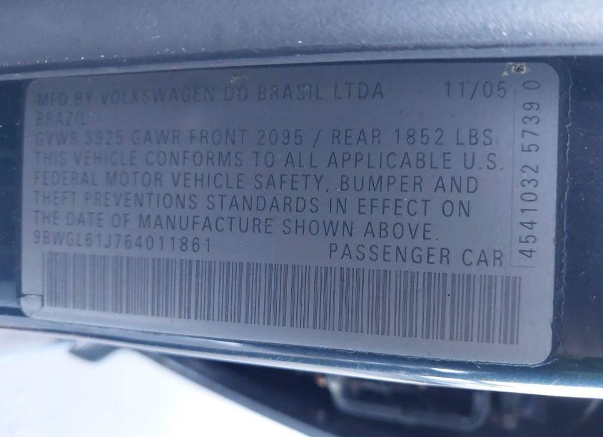 Photo 9 of 2006 Volkswagen Golf GLS 2.0L (VIN 9BWGL61J764011861)