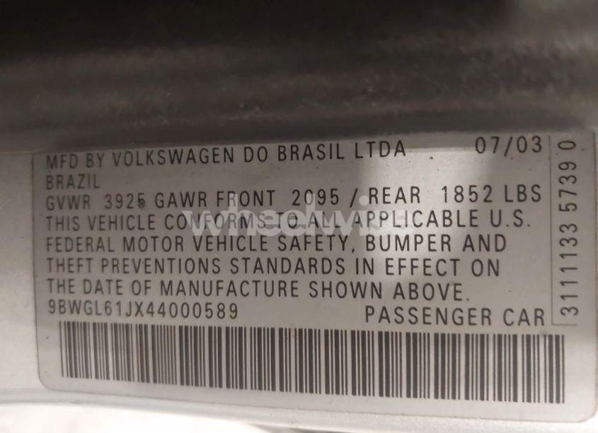 Photo 9 of 2004 Volkswagen Golf GLS 2.0L (VIN 9BWGL61JX44000589)