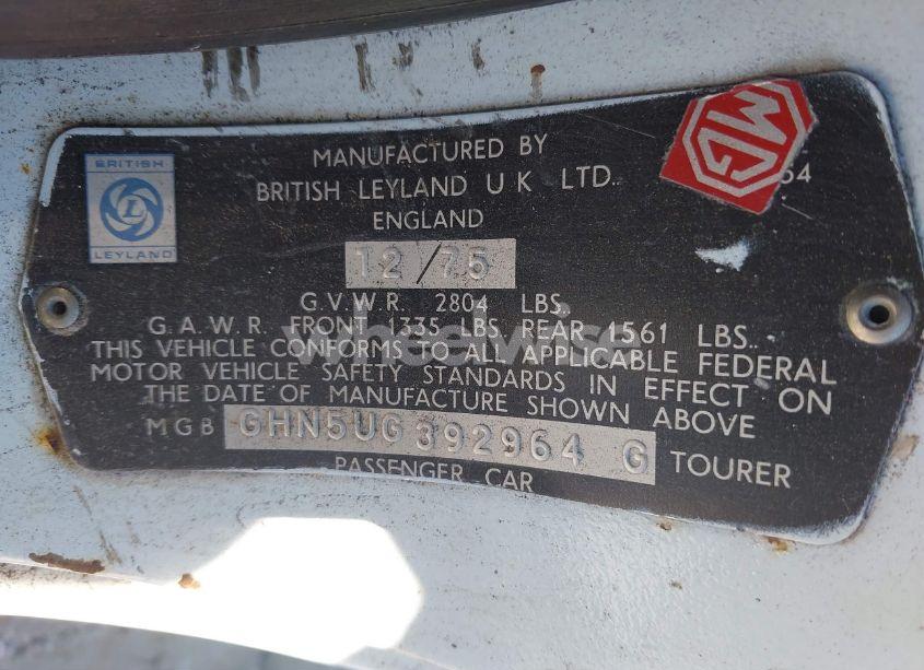 Photo 9 of 1976 Mg Mgb N/A (VIN GHN5UG392964G)