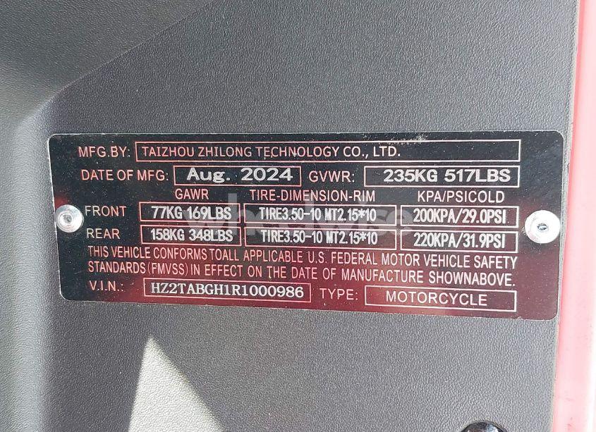Photo 10 of 2024 Tztc Scooter N/A (VIN HZ2TABGH1R1000986)