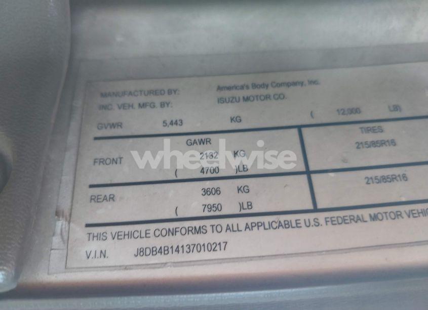 Photo 8 of 2003 Gmc W3s042 12000 GVWR DSL REG (VIN J8DB4B14137010217)