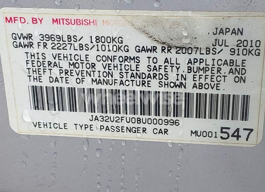 Photo 9 of 2011 Mitsubishi Lancer ES (VIN JA32U2FU0BU000996)