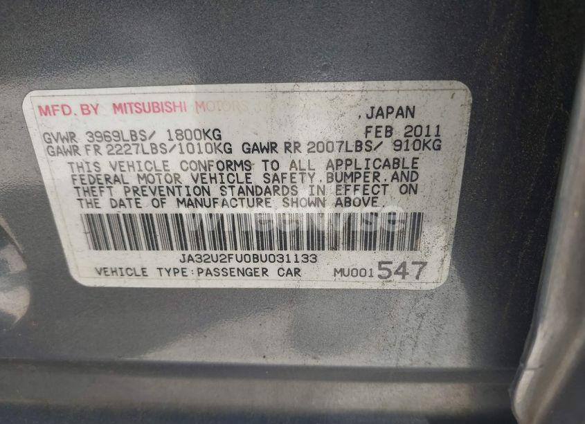 Photo 9 of 2011 Mitsubishi Lancer ES (VIN JA32U2FU0BU031133)