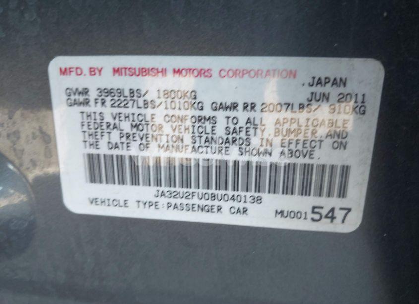 Photo 9 of 2011 Mitsubishi Lancer ES (VIN JA32U2FU0BU040138)