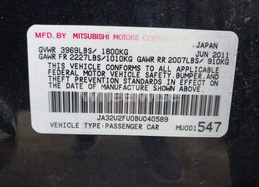 Photo 9 of 2011 Mitsubishi Lancer ES (VIN JA32U2FU0BU040589)