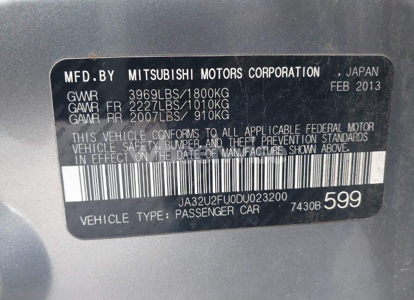 Photo 9 of 2013 Mitsubishi Lancer ES (VIN JA32U2FU0DU023200)